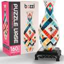 BOZZI Unique 3D Puzzle Vase for Adults | Decorative Flower Vase, Arrangement & Housewarming Gift | 160-Piece Curved Plastic Puzzle (Abstract)