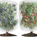 2 PCS Large Fruits Tree Netting Cover for Garden, 6.6 x 8.2 ft Insect Bird Barrier Deer Netting Cover Bag with Drawstring Garden Plant Netting for Tomato Blueberry Bush Netting Covers (Clear)