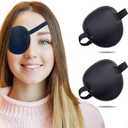 2PCS Eye Patch, Adjustable Eye Patches, Medical Eye Patch, Amblyopia Lazy Eye Patches for Left or Right Eyes, Black