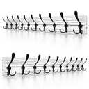 Large Coat Rack Wall Mount – 38.6" Rustic Solid Pine Wood Rack with 10 Heavy Duty Triple Hooks – Coat Hanger Wall Mounted Entryway Organizer for Coats, Towels, Hats – 50lbs Load Capacity - 2 Pack