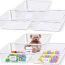 Hoolerry 24 Pcs Plastic Cubby Storage Bins Classroom Cubby Organization with Self Adhesive Labels Bin Small Stackable Storage Containers Toy Book Box for School(14 x 10 x 3 Inch,Clear)
