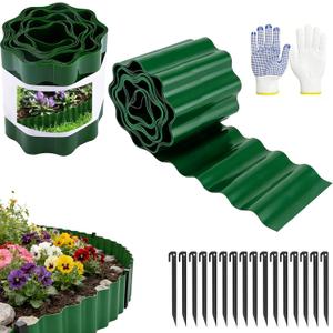 Landscape Edging 59FT, 6" Tall Plastic Landscape Border with 16 Extra-Long 11.6" Stakes, Flexible Flower Bed Edging for Landscaping, Lawn, Yard, Tree Rings, UV-Resistant