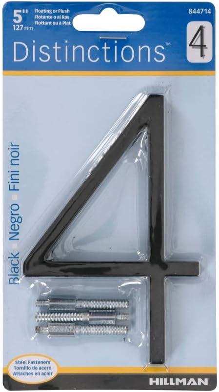 Hillman Distinctions 5 in. Black Metal Screw-On Number 4 1 pc. - Case of: 3;3