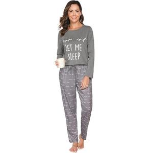 Reliwel Cotton Pajamas for Women Set Cotton Long Sleeve Pajamas Printed Sets Pants ladies Pjs Sets with Pockets XL