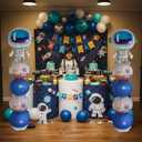 Astronaut Balloons Column Stand Kit And Paper Lantern 2 Sets 5.9 Feet with Reusable Metal Telescopic Design For Outer Space Themed Parties, Birthday, Baby Shower