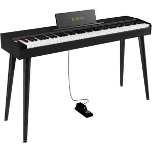 digital Piano 88 Key Semi Weighted Keyboard,Full-size Electric Piano for Beginners,with Sheet Music Stand,Pedal,Power Adapter,Headphone Mode,USB-MIDI (Matte Black)
