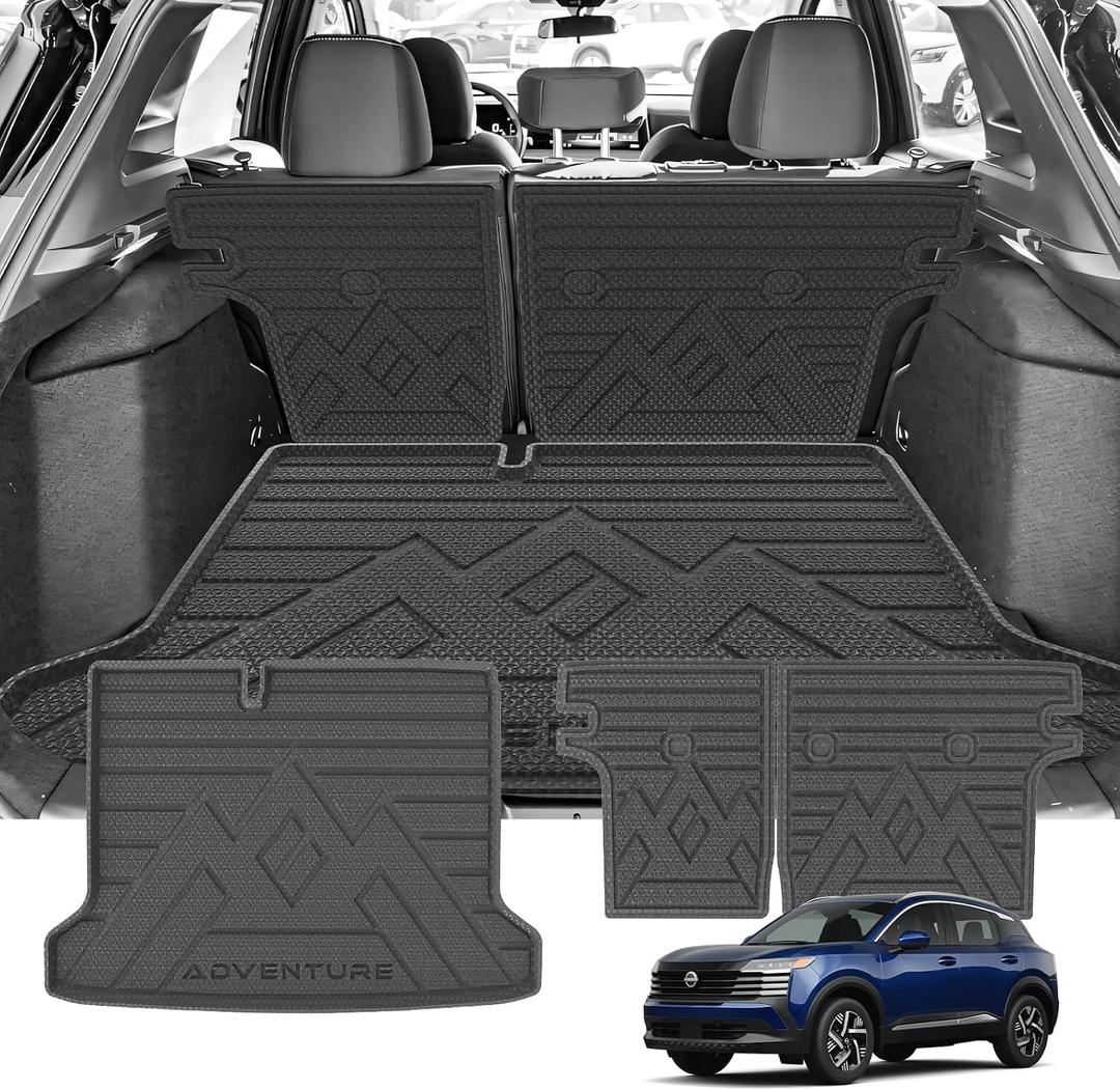 Powerty Cargo Mat with Backrest Mat for Nissan Kicks 2025 2026, All Weather TPE Cargo Mat Liner for Kicks Rear Trunk
