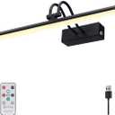 RAIFOOLLY Picture Light, Picture Lights for Wall Cordless, 20inch Picture Lights with Timer and Dimmable, Battery Wall Lights for Display Gallery Painting Art Frame Portrait - Black Metal