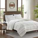 Great Bay Home 2-Piece Twin/Twin XL Reversible Lightweight Quilt Comforter with 1 Sham | All-Season, Modern, Striped Bedspreads | Blue and Taupe Striped Coverlet Sets | Bryce Quilts Collection