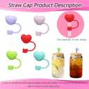2 x Heart Straw Covers Valentines Straw Cover Cap for Stanley Cup 30 40 oz, Silicone Glitter Love Heart Designs 10mm 0.4in Straw Toppers Cute Straw Covers Valentines Party Cup Decoration 5PCS