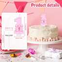 First Birthday Decorations for Girl - Pink Bow Complete Party Set with High Chair Banner, 1st Birthday Candle, Party Hat (Glitter One)