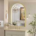 24X36 Inch Arched LED Mirror for Bathroom,3-Color Gold Framed Arched Wall Lighted Vanity Mirror with Lights, Anti-Fog, 3000K/4500K/6000K Dimmable, ETL Listed LED Driver