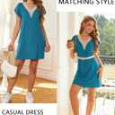 Ekouaer Nightgowns for Women Flare Short Sleeve Sleepshirt Guipure Lace V Neck Sleepwear Soft Pj Dress Night Shirt S-3XL (Blue, S)