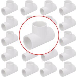 20 Pack 3/4in Tee 3 Way PVC Pipe Fittings Connector, Furniture Build Grade SCH40 Elbow Fitting for DIY Garden Shelf (Socket x Socket Socket) Contractor