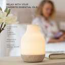 Sacred Lotus Love Ceramic Essential Oil Diffuser Ultrasonic Aroma Diffuser with Wood Base, Ambient LED Light and Timer Settings