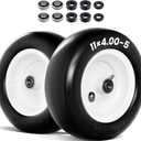 11x4.00-5 Flat Free Lawn Mower Tire & Wheel with 3/4" bearing bore, 5/8 Extra Bearings & Spacers, Fits Zero Turn Mower, Garden Tractor, 350 lbs Capacity, 2-Pack