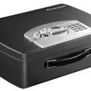 SentrySafe Portable Black Safe Box with Digital Keypad Lock, Small Steel Travel Safe with Carrying Handle for Money, Passport, 0.21 Cubic Feet, 4.4 x 13 x 10 Inches, P021E
