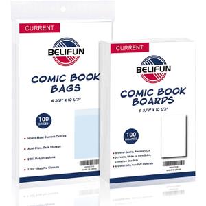 100ct Current Comic Bags and Boards - Reusable Boards, Bags 1 1/2" Flap, Clear Protector