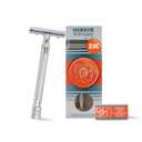 MERKUR 23C Double Edge Safety Razor - Polished Chrome, Long Knurled Brass Handle, Made in Germany, Plastic-Free, Three Piece Design, Closed Comb, Straight Bar
