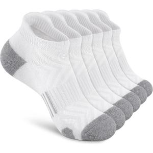 Felicigeely Ankle Athletic Running Socks Low Cut Sports Socks Breathable Cushioned Tab Socks for Men Women 6 Pairs, Size: 9-12