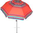AMMSUN 7ft Heavy Duty HIGH Wind Beach Umbrella with sand anchor Vent Tilt Sun Shelter, UV 50+ Protection Portable Outdoor Sunshade Umbrellas Carry Bag for Patio Garden Pool Backyard Rust Red