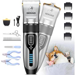 Dog Clippers Grooming Kit and Paw Trimmer,Cordless,Low Noise, Electric Quiet,Rechargeable, Dog Trimmer Grooming, Pet Hair Clippers for Thick Coats,Shaver for Small and Large Dogs Cats(Gray)