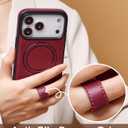 Butaiga for iPhone 17 Pro Leather Case with Stand, Anti-Slip Grip Ring, Fits for MagSafe (Burgundy, iPhone 17 Pro)