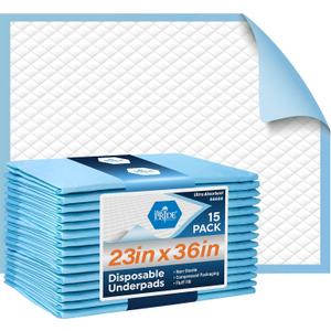 MED PRIDE Disposable Chux Pads 23in X 36in, Super Absorbent Bed Pads for Incontinence, Underpads for Adults, Kids, Pets (50 Count (Pack of 1) Blue/White)