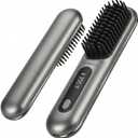 NUMOYA Go Brush Pro Portable Cordless Hair Straightener Brushs for Travel, with 30s Fast Heat, 3 Temperature Settings (Gray)
