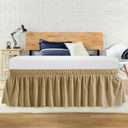 Full Bed Skirt, Elastic Wrap Around Bed Skirt Full Size, Bed Skirts for Adjustable Bed, Easy Fit with 14" Drop Length Tailored Drop Dust Ruffle (Beige)