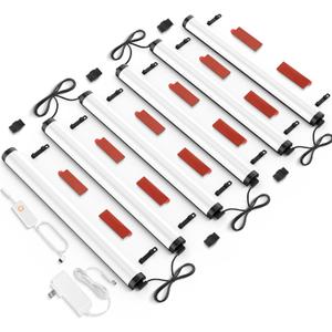 Under Cabinet Led Light Plug in, 6 PCS 12 Under Cabinet Lighting, 5 Color Temprature Bright Led, App Control and Dimmable 1340 Lm, Under Counter Lights for Kitchen,Cabinet, Counter,Workbench, Desk (Black Case)