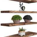 Wood Floating Shelves for Wall Decor, Rustic Wall Shelves for Bedroom Bathroom Kitchen Living Room, Set of 4 Light Walnut 24 Inch