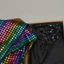 Mepase 70s Disco Outfit Costume Bell Bottom Pants Shirts Wigs Necklace Mustache Disco Party (S(height44-54 in), As Shown in Picture)