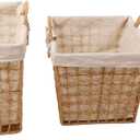 Woven Storage Basket, Rectangular Straw Baskets Set of 3 Different Sizes, Charming Straw Colors, Bilateral Handle Design, Ample Compact Storage Space, Minimalist Aesthetic