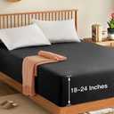 Manyshofu Cal King Extra Deep Pocket Fitted Sheet Only - 1800 Thread Count Hotel Deep Fitted Sheet Up to 24 Inches Mattress, Charcoal Black Bottom Sheet 18-24 Inch Deep Cal King Mattress Sheets
