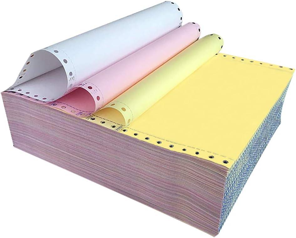 FirstZi Half Sheet (9.5"x5.5") 3 Part Continuous Feed Carbonless Computer Paper for Dot Matrix Printer, 666 Sets NCR Printing Paper, Perfect for Receipt, Invoice, 3 Color, White/Pink/Yellow