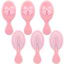 Meanplan 6 Pcs Mini Hair Brush with Bow Travel Detangling Brush Bulk Pink Coquette Small Hairbrush for Dry and Wet Hair Women (Pink)