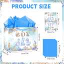 HZRNNA It's A Boy Gift Bag, Dinosaur Gift Bag with Card and Tissue Paper, Baby Shower Wrap Bag for Baby Boys, Newborn, Gender Reveal, Dinosaur Theme Birthday Party Decoration Supplies