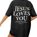 Oversized Tshirt Christian Shirts Short Sleeve Faith Letter Print Tee Shirt Casual Loose Tops (Medium)