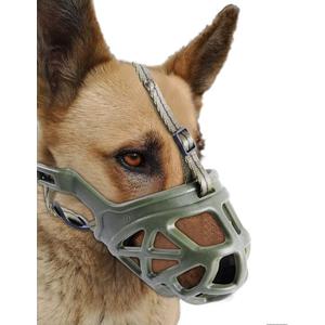 Mayerzon Dog Muzzle, Breathable Basket Muzzles for Small, Medium, Large and X-Large Aggressive Dogs Beagle German Shepherd Doberman, Cage Mouth Guard Stop Biting Chewing for Grooming Training (Green), Size: Medium