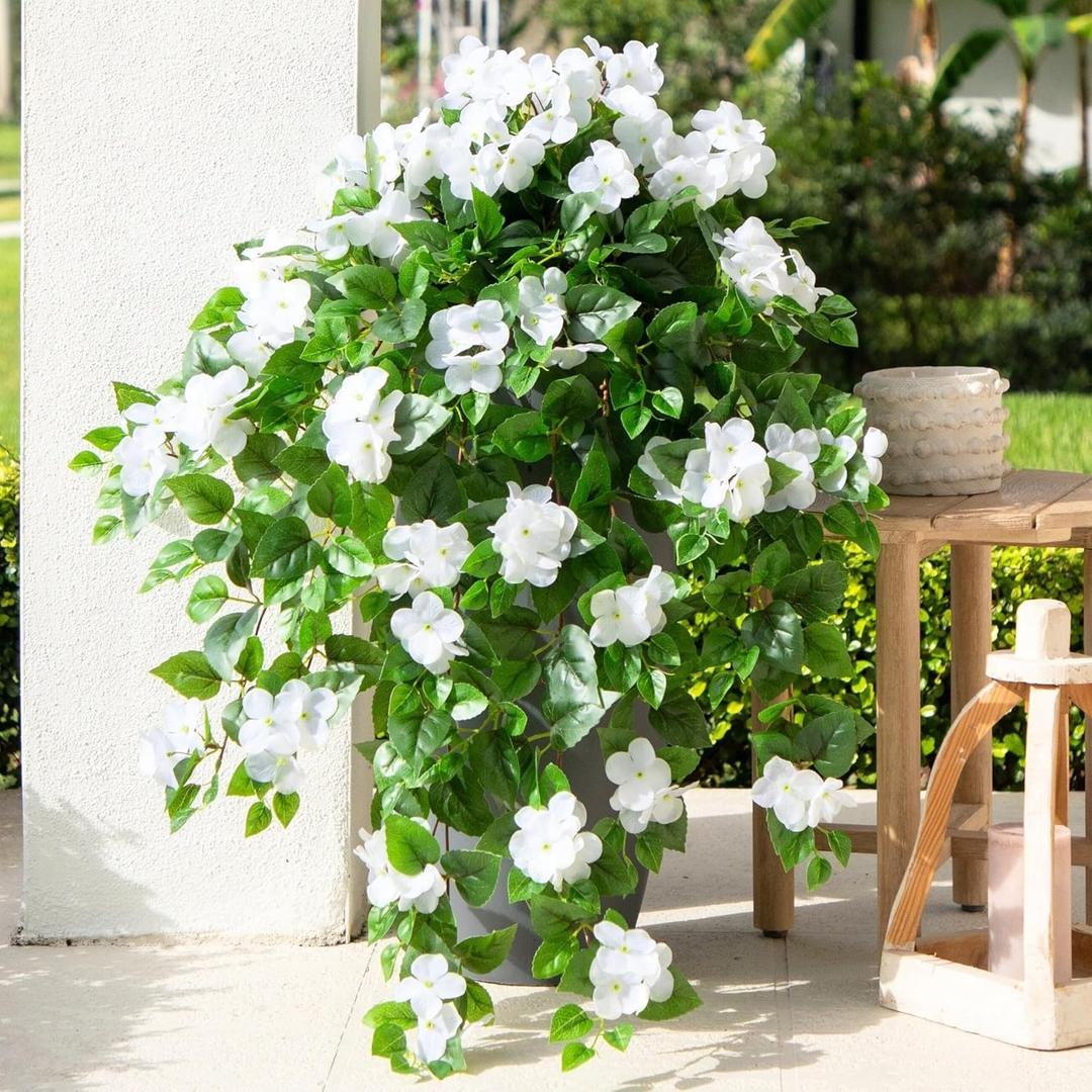 Nearly Natural 41in. UV Resistant Artificial Hydrangea Hanging Plant (Indoor/Outdoor) - Set of 2