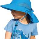Camptrace Toddler Kids Sun Hats with Neck Flap UPF 50+ UV Protection Wide Rigid Brim Boys Girls Beach Swim Sunhat (5-10 Years, 04-blue)
