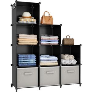 HOMIDEC Closet Organizers and Storage, 9 Cube Storage Organizer, Portable Closet Organizer Cubes Shelves for Clothes, Bedroom, Kids Room, Bathroom, Wardrobe, Garment Racks, Black (Large)