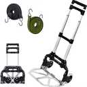 Folding Hand Truck, 165lbs Capacity Lightweight Portable Dolly with 2 TPR Silent Wheels for Home, Office, and Travel Use - Heavy Duty Utility Cart for Shopping
