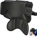 Travel Pillows for Airplanes, Airplane Pillow with Eye Mask for Sleeping, 360 Neck Support Pillow, Portable Airplane Travel Essentials, Adjustable Airplane Head Strap for Most Seat, Black (Black)