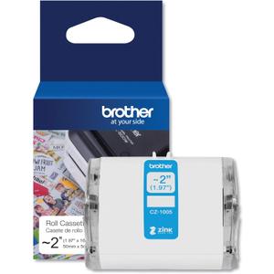 Brother Genuine CZ-1005 continuous length ~ 2 (1.97) 50 mm wide x 16.4 ft. (5 m) long label roll featuring ZINK Zero Ink technology