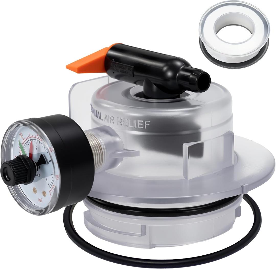 Upgraded DEX2420MAR2 Manual Air Relief Assembly, 2420MAR2 Air Relief Valve, Compatible with Hayward DE and Cartridge Pool Filter, Fits ProGrid DE, SwimClear, SwimClear Cartridge, and DEP Filter, Clear
