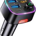 Syncwire Bluetooth 5.4 FM Transmitter Car Adapter 48W (PD 36W & 12W) [Light Switch] [HiFi Bass Sound] [Fast Charging] Wireless Radio Music Adapter LED Display Hands-Free Calling Support USB Drive (Black)