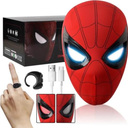AUGMAXI Electric Spider Superhero Role-Playing Mask Toy with Moving Eyes and LED Lights - Remote Control Ring, Fun Gift for Men (red)