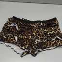 SOLY HUX Women's Y2k Leopard Print Mini Shorts Layered Ruffle Hem Low Waisted Shorts, size Large